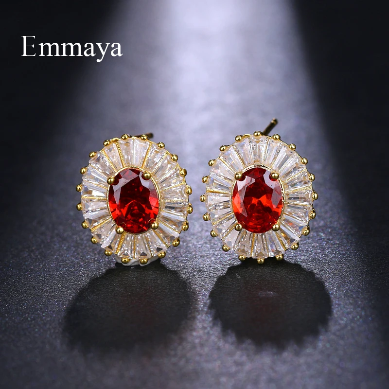 Серьги гвоздики EMMAYA женские с фианитами Изящные Ювелирные Украшения ручной