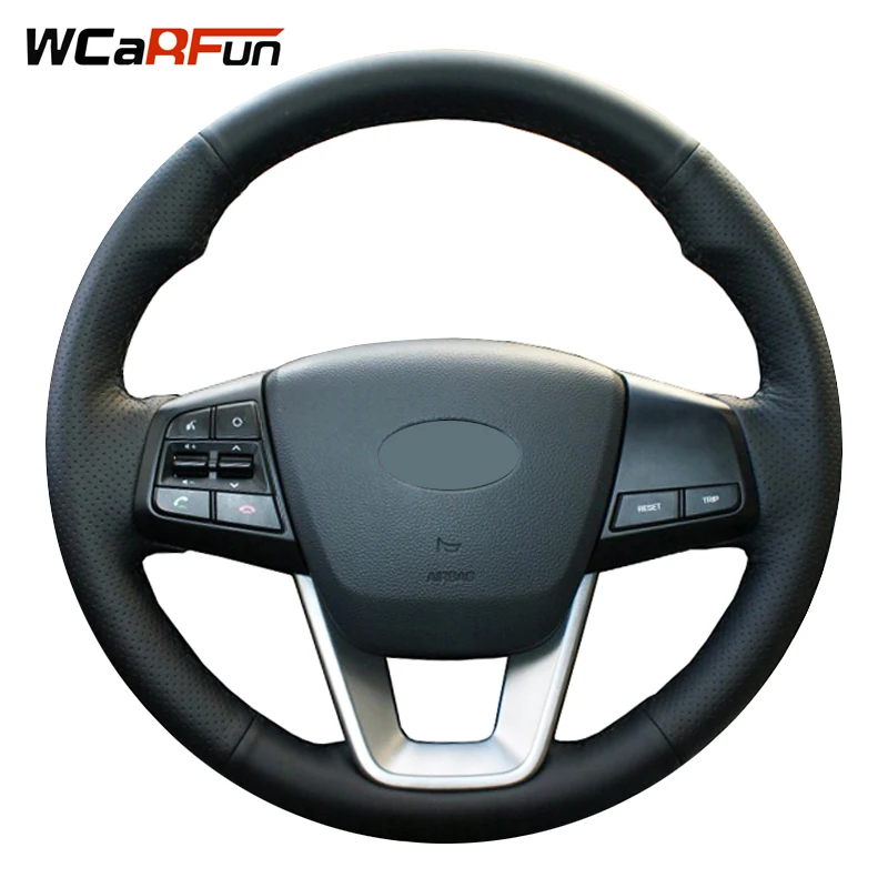 WCaRFun ручной работы черный искусственная кожа авто чехол рулевого колеса автомобиля для hyundai ix25 Creta