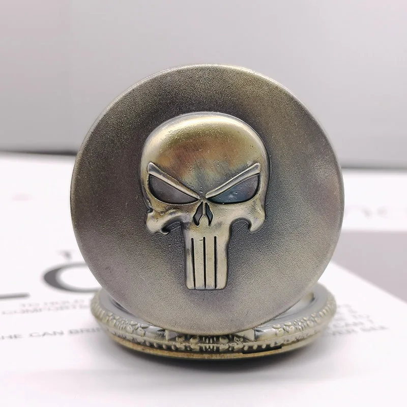 Креативные крутые кварцевые карманные часы с черепом цепочка подвеской ожерелье