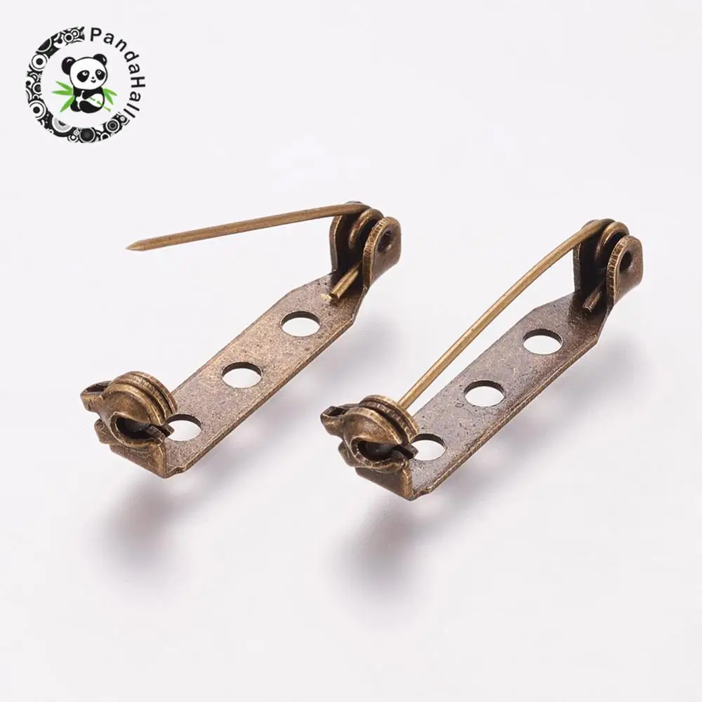 

Nickel Free Iron Brooch Findings, Back Bar Pins, Antique Bronze, 27mm long, 5mm wide, 7mm thick; Pin: 0.8mm