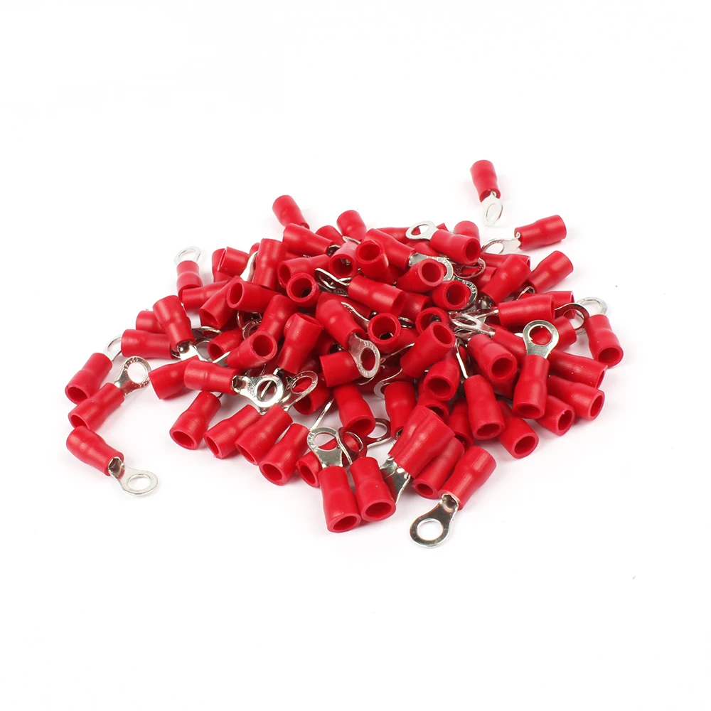 100 шт. RV1.25 4 красный кольцевой изолированный провод соединитель Электрический