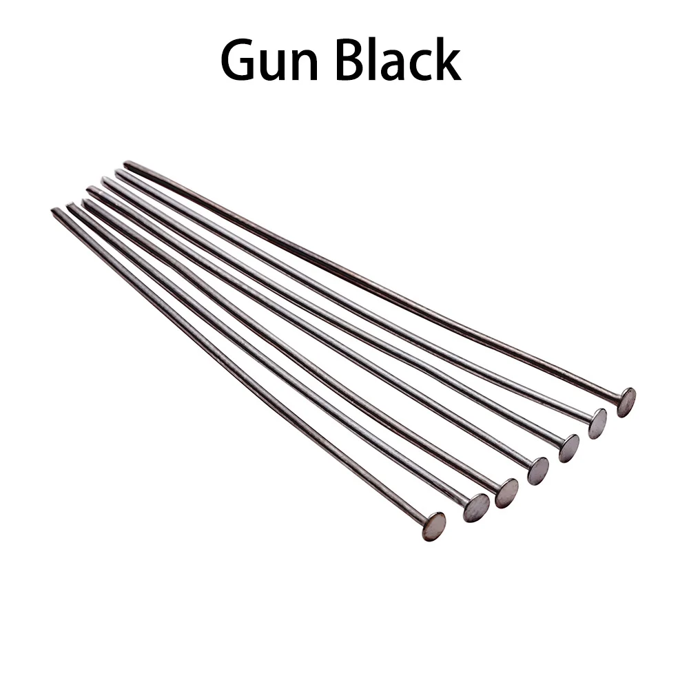 Gun Black 200 шт./пакет 15 20 30 35, 40 45 50 60 70 мм металлические штифты с плоской головкой Pin Фурнитура для бижутерии, украшения своими руками, аксессуары - Цвет: Gun Black