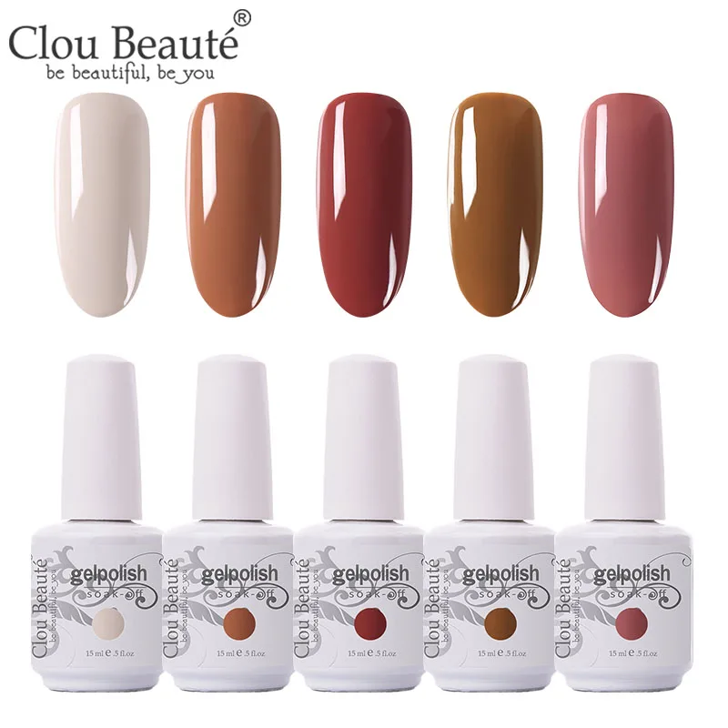 5pcs-15ml-ZH14 Clou Beaute УФ гель лак для ногтей гель для ногтей Маникюр УФ светодиодный цветной гель Лак Блеск Гель лак для ногтей набор маникюрный гель лак - Цвет: 5pcs-15ml-ZH14
