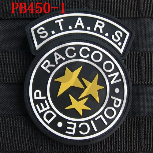 PB450 White 3D ПВХ патч Biohazard зонтик корпорация енота полиции DEP S.T.A.R.S Резиновый патч - Цвет: PB450 White