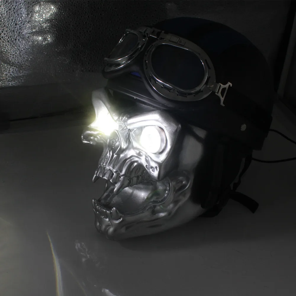 Универсальная Передняя мотоциклетная светодиодная фара 12 В с черепом + очки на