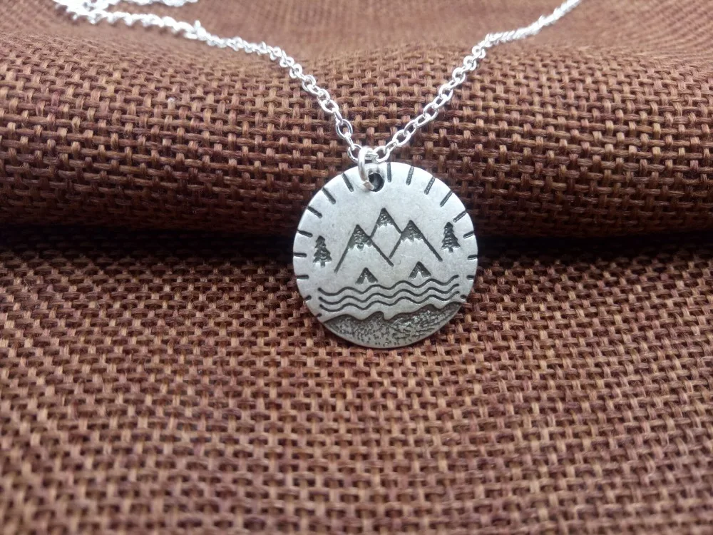 10pcs Fashion nature pine tree pendant Camping in the river vmountain necklace Lover Gift woman necklaces SanLan | Украшения и
