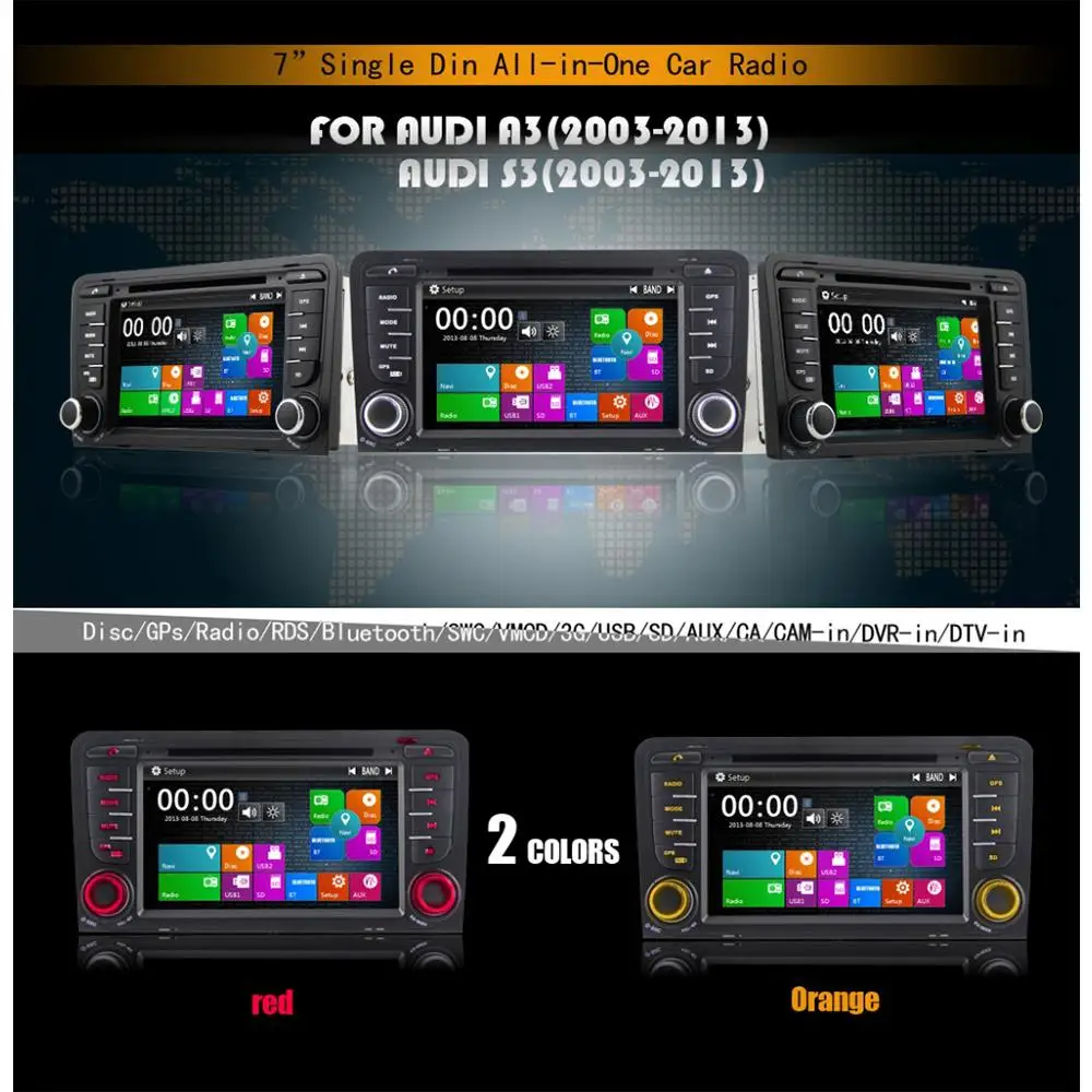 Автомобильный DVD плеер Eunavi 2 Din для AUDI A3 S3 RS3 с 3G USB GPS BT IPOD FM RDS сабвуфер автомобильным