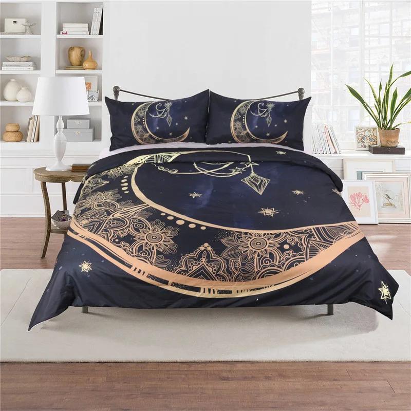 

Hot Stamping Pattern Bedding Set Cotton Fashion Luxury Include Quilt Cover and Pillowcase Queen Size Super King Size Bedding Set
