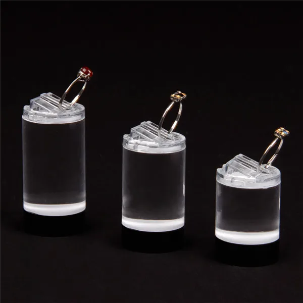 TONVIC 2sets/lot acrylic ring display clips transparent stand holder show cases 3pcs in 1 set round high quality wholesale | Украшения и