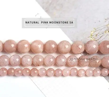 pink 5A Натуральный оранжевый лунный камень Бусины граненый драгоценный камень 4 6 8 10 12 14 мм выбрать размер бусины DIY аксессуары Высокое качество цена - Цвет: pink 5A