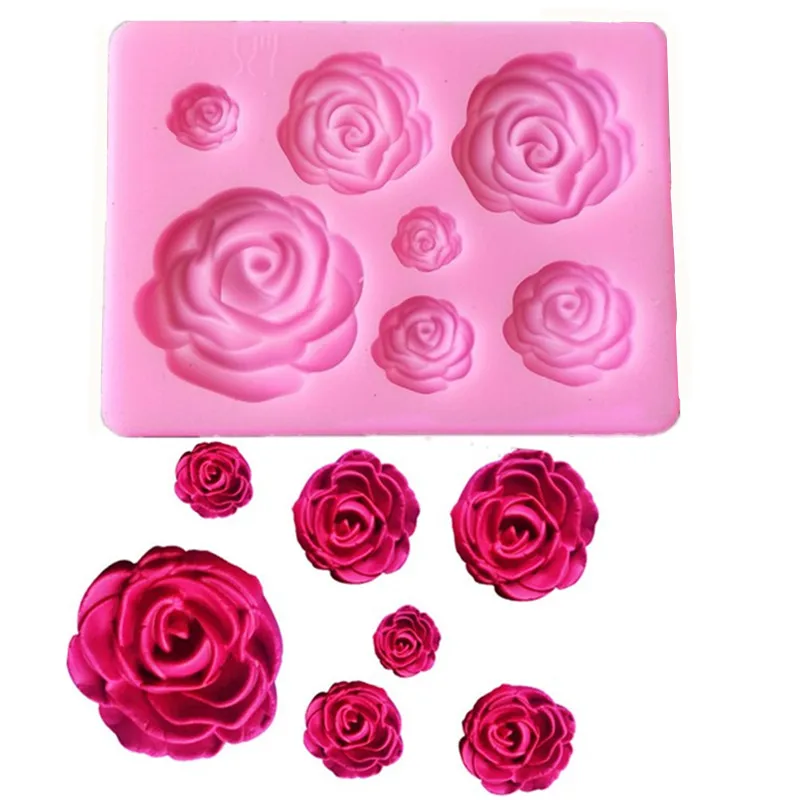 New 7 grid Rose Flowers Shaped Fondant Silicone Mold Craft Chocolate Baking Cake Decorating Tools kitchen Pastry Tool | Дом и сад