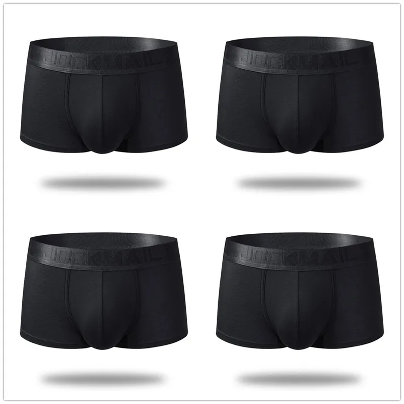 4 BLACK JOCKMAIL 4 шт./лот мужские трусы боксеры шорты Мужские Шорты для купания Модальные сексуальное мужское нижнее белье; трусы-боксеры U выпуклая мужские трусы Гей-трусы - Цвет: 4 BLACK