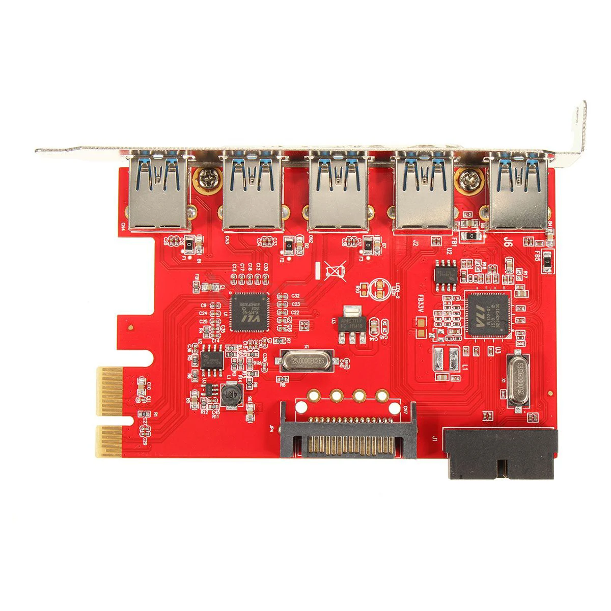 MAHA Card 5 портов PCI-E USB 3 0 концентратор 20 Pin 15Pin SATA адаптер Красный | Электроника