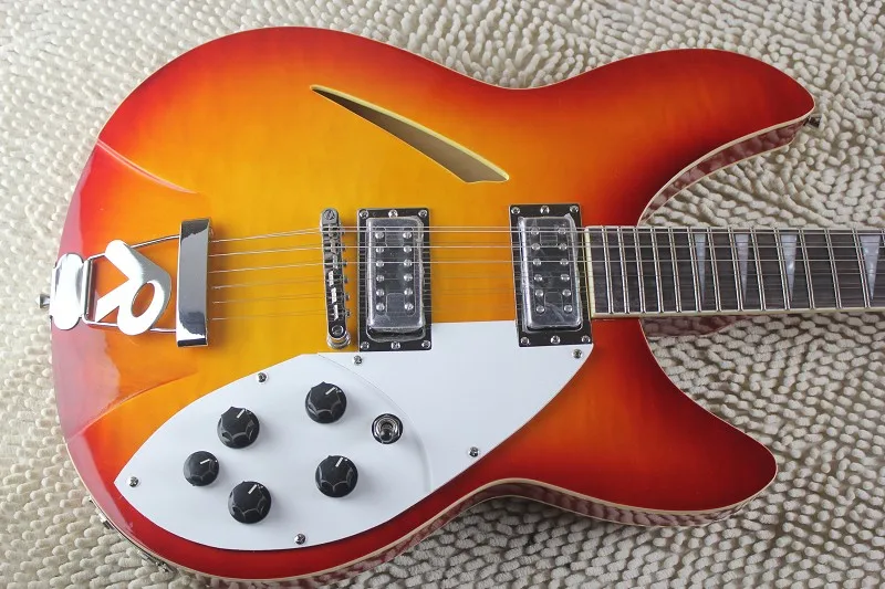 Custom Shop Рик пользовательские Полуакустические 12 строки 2 пикапы вишнево-красный