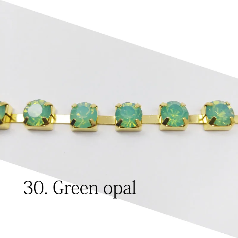 Green opal Горячая Распродажа Стразы чашки цепи 1 ярд/3 Ярд/5 Ярд SS28 хрустальные золотые цепочки 32 цвета для одежды сумки - Цвет: Green opal