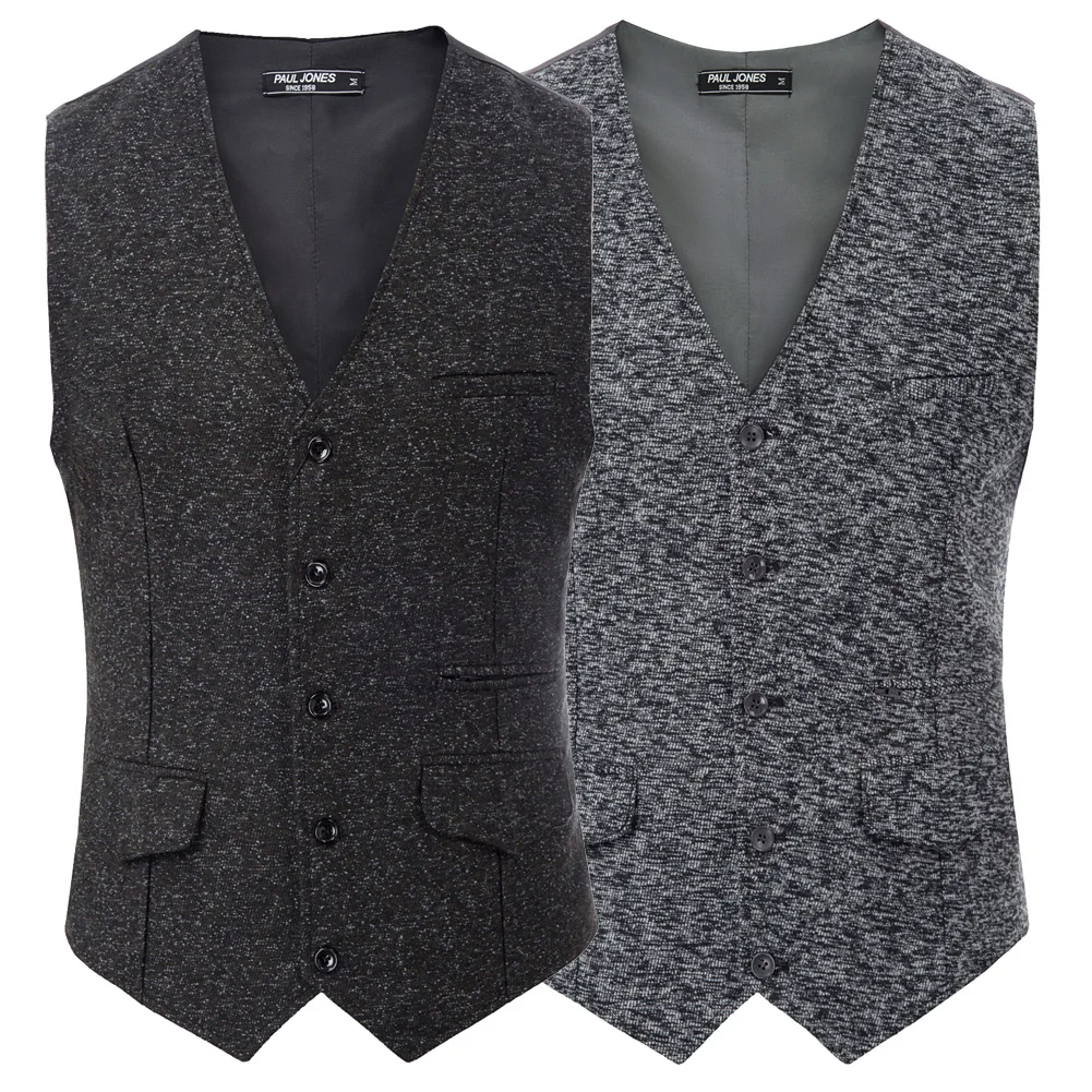 Твидовый жилет для мужчин Приталенный с v образным вырезом свадьбы выпускного