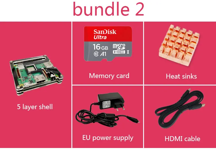 Комплект 2 Raspberry Pi 3 Модель A+ Plus Pi 3A+ с 2,4G и 5G WiFi 4,2 Bluetooth 4 ядра 1,4G cpu - Комплект: Комплект 2