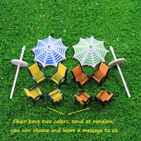 3 pcs model sun umbrella with chairs set 1100 1150 diorama plastic architecture making materials for building scene layout
