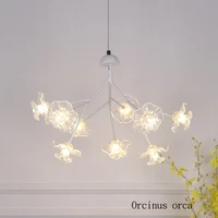 postmodern simple tree crystal chandelier living room bedroom nordic creative led flower pendant lamp free shipping