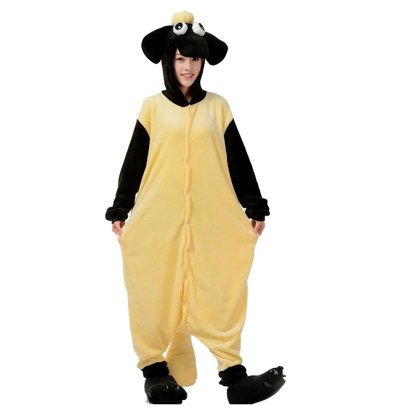 Забавный мультфильм кигуруми пижамы овечки Onesie с капюшоном Шон Комбинезоны для