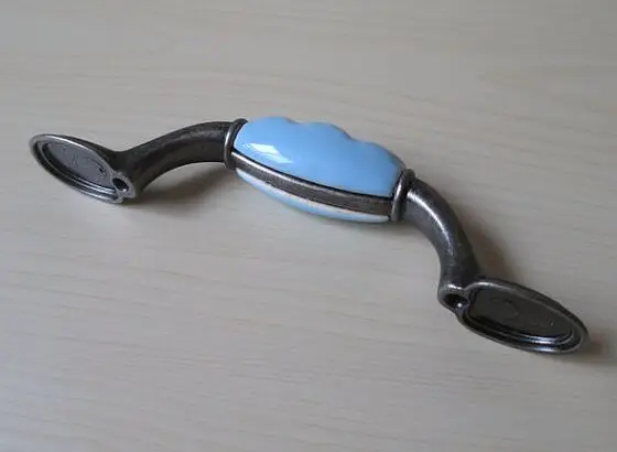 96 мм синие ручки для комода круглые ящиков керамические кухонного шкафа античные