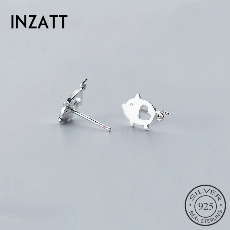 Женские серьги гвоздики INZATT Lovely Frost с изображением сердца свинки Настоящее