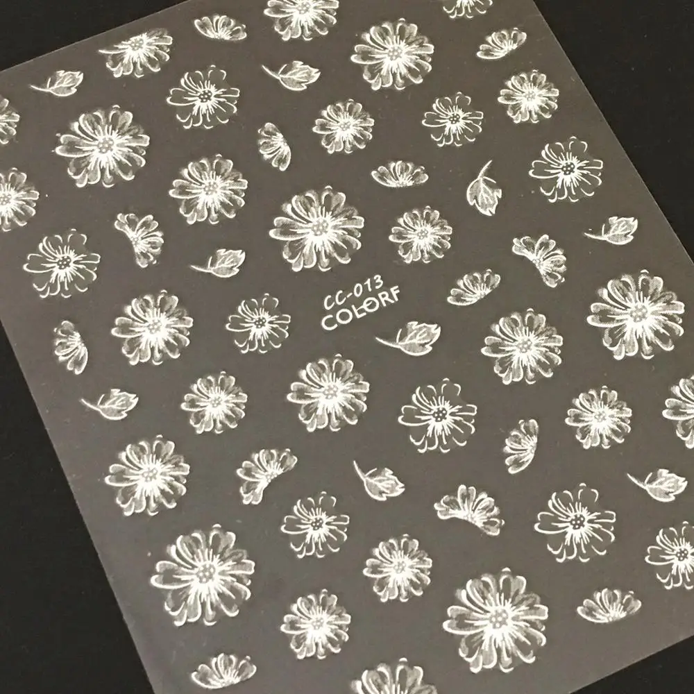 Новинка яркий прозрачный цветочный дизайн 3d наклейка для ногтей штамповочный