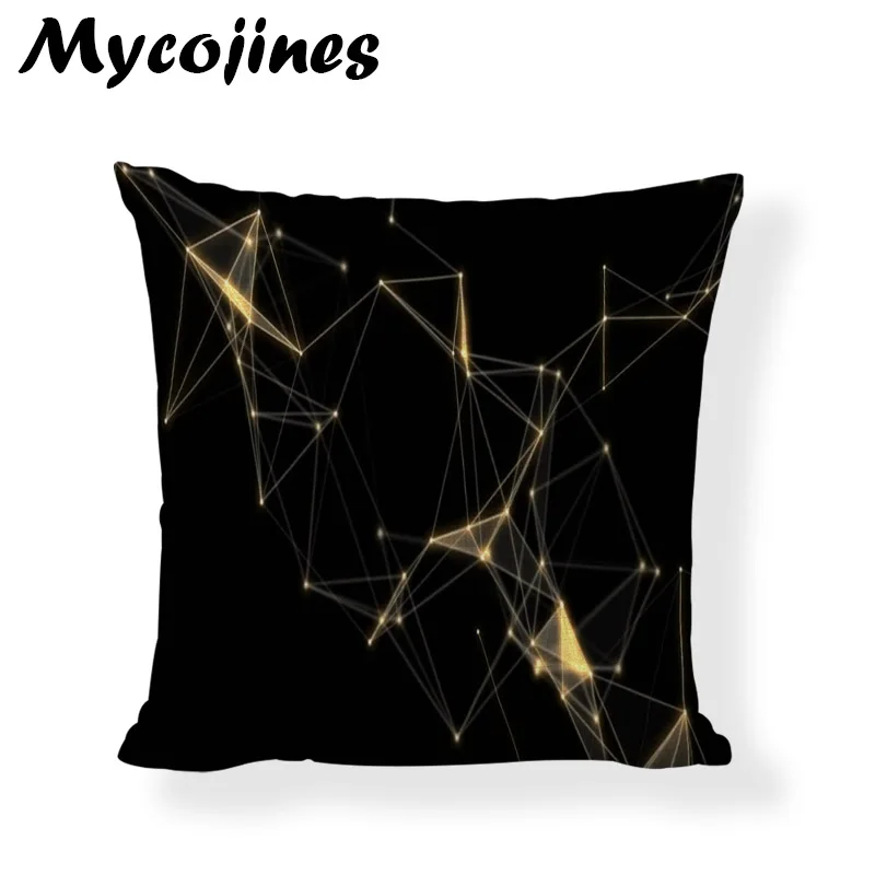 Рекламные абстрактные геометрические чехлы на подушку черный фон желтый