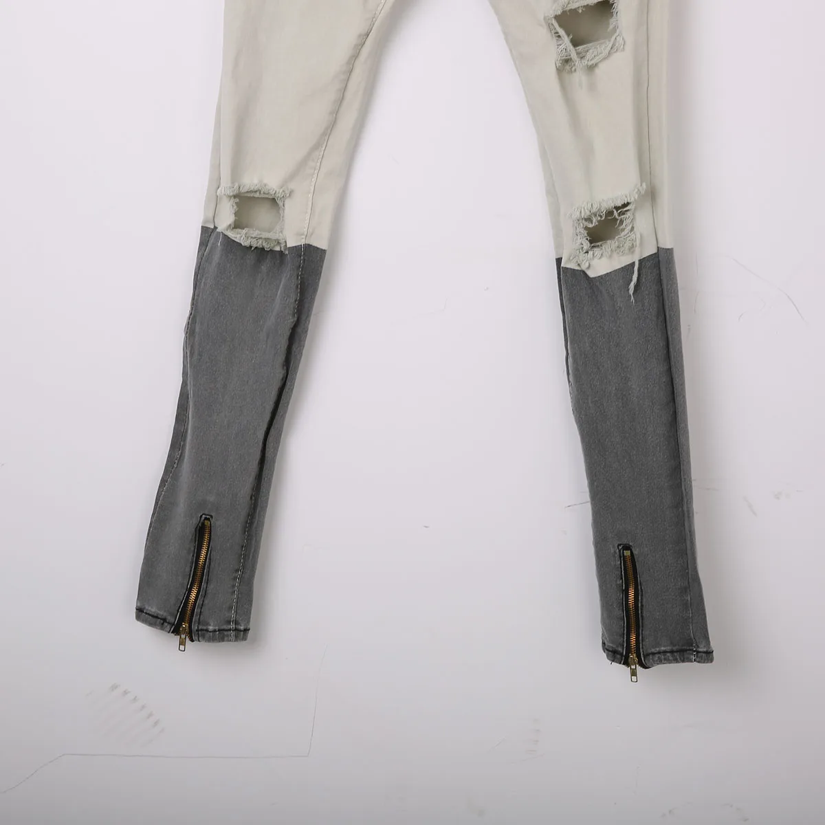 Мужские обтягивающие Подиумные прямые джинсовые штаны на молнии рваные джинсы |