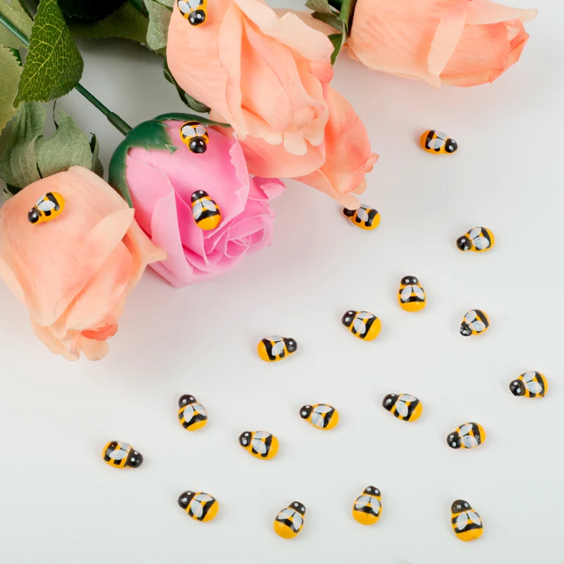 Визуальный сенсорный 100 шт./пакет Mini Bee Wooden DIY стикер Божья коровка Скрапбукинг