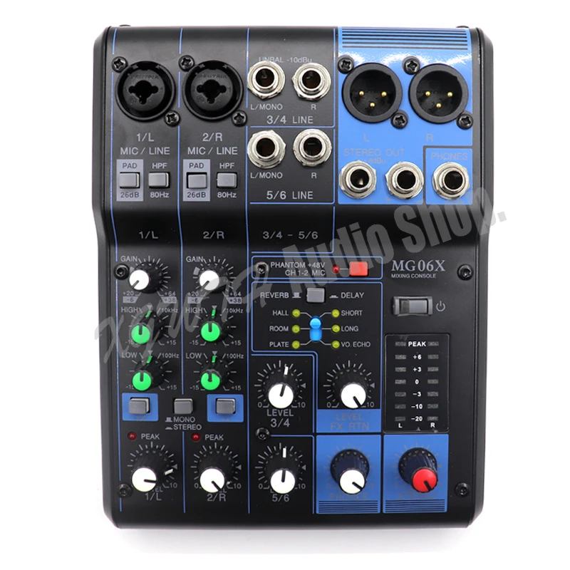 DJ 6 каналов аудио смеситель микшерная консоль Вход компактный стерео Миксер с