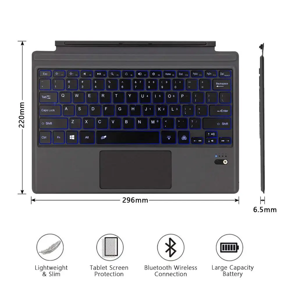 Беспроводная Bluetooth клавиатура с подсветкой для Microsoft Surface Pro 6 2018 5 2017 4 3 планшет |
