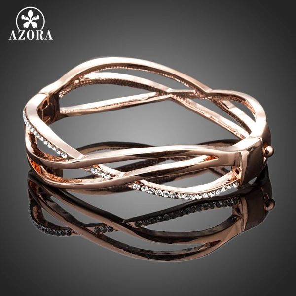 Браслет из австрийского хрусталя Stellux TB0063 цвет розового золота|bangle bracelet|pave bangle