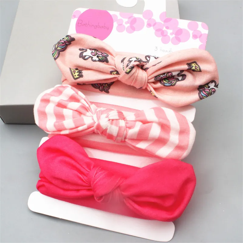 3Pcs Cute Rabbit Ear Baby Headband Neonata Bow Flower Elastic Haarband Girls Headbands Children Turban Hair Accessories Set | Детская