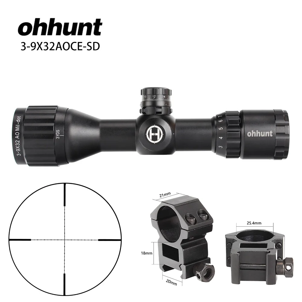 3-9X32AOCE Picatinny Ohhunt Guardian компактная Охотничья винтовка 25,4 мм или 30 мм трубка тактическая Оптика прицел Fogproof азот герметичный - Цвет: 3-9X32AOCE Picatinny