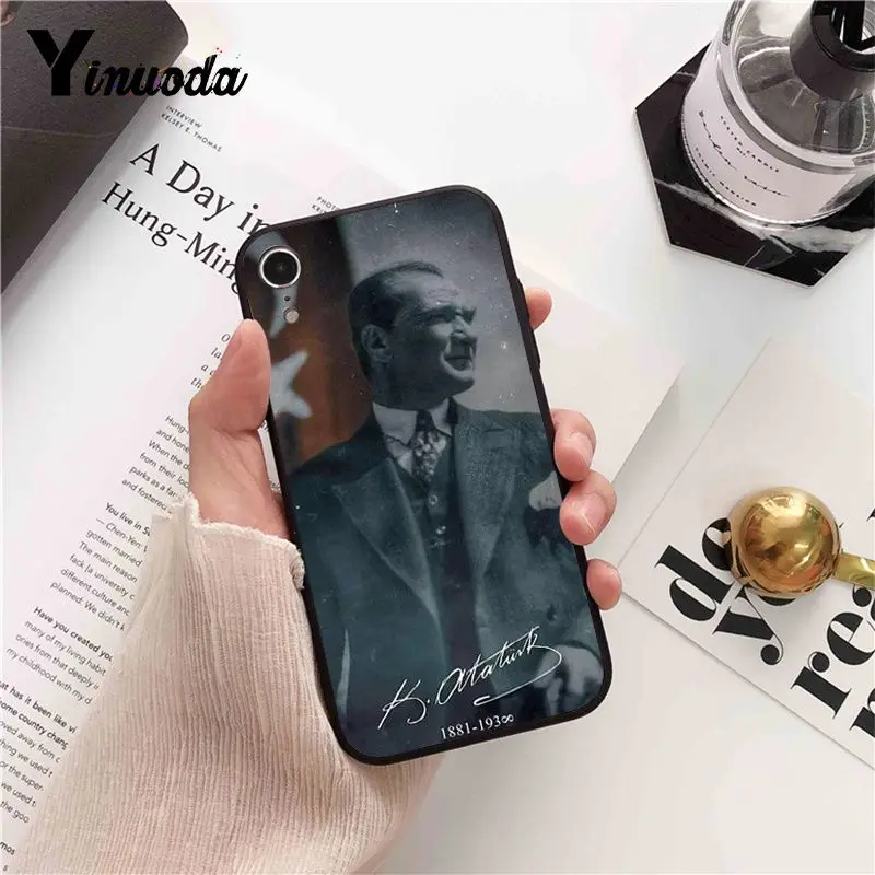 A6 Yinuoda Турция Мустафа Kemal Ataturk ТПУ мягкий силиконовый черный чехол для iPhone 8 7 6 s плюс 5 5S SE XR X XS MAX Coque в виде ракушки - Цвет: A6