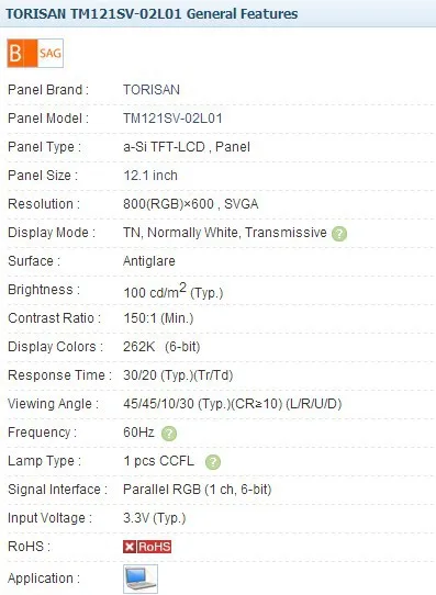 

TM121SV-02L01B 800*60 12,1 дюймов промышленный ЖК-дисплей, класс A +, проверено перед отправкой