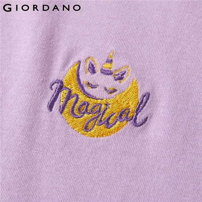 Giordano женская футболка маленькая безрукавки с вышивкой узор Круглый вырез 100% - Фото №1