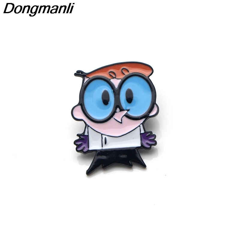 2 P3284 Dongmanli Dexter's Lab эмалированная булавка броши мультфильм креативная металлическая брошь булавки Джинсовая Шляпа значок воротник ювелирные изделия 1 шт - Окраска металла: 2
