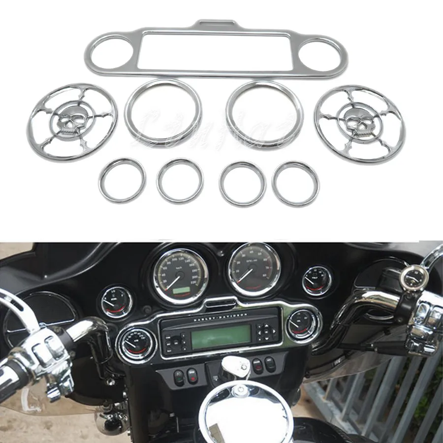 9 шт. хромированный стерео Спидометр динамик в форме черепа накладка на кольцо