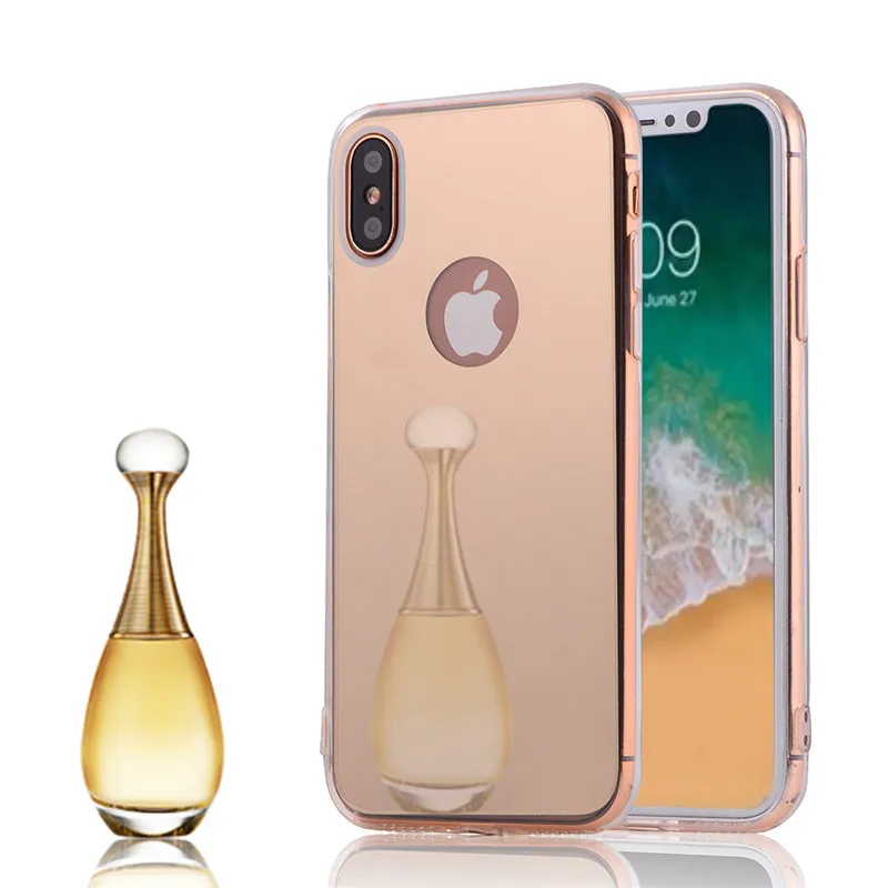 Роскошный блестящий зеркальный чехол для iPhone X Мягкая силиконовая задняя крышка