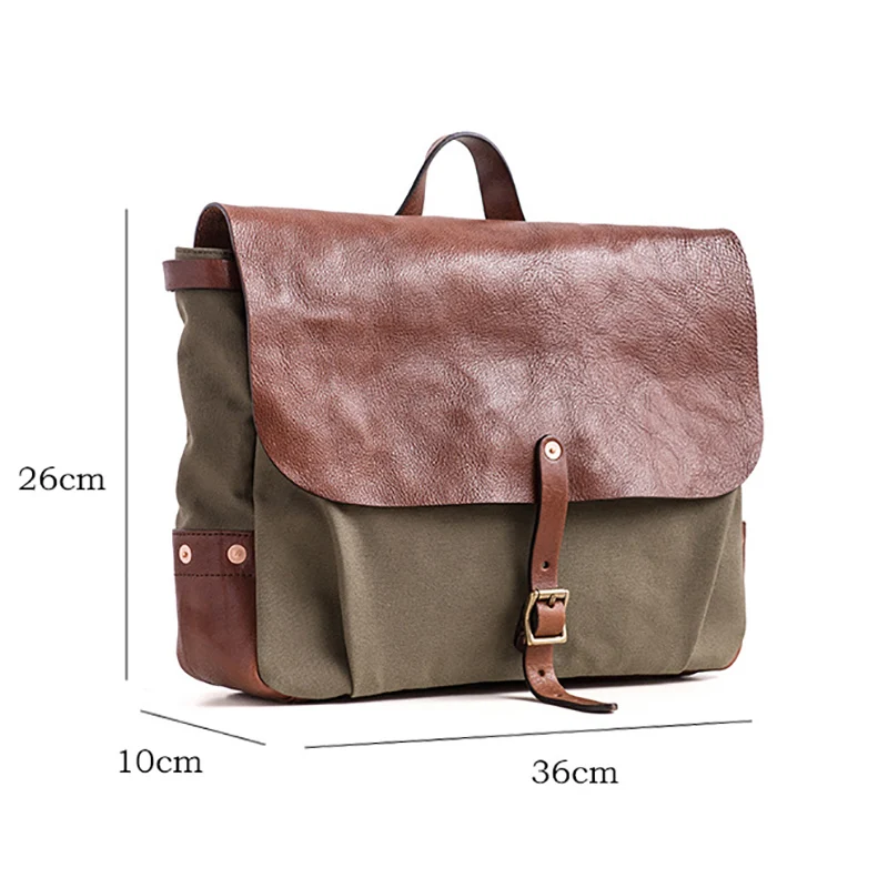 AETOO vintage canvas handbag American castrated cowhide with retro postman male crossbody Bag |