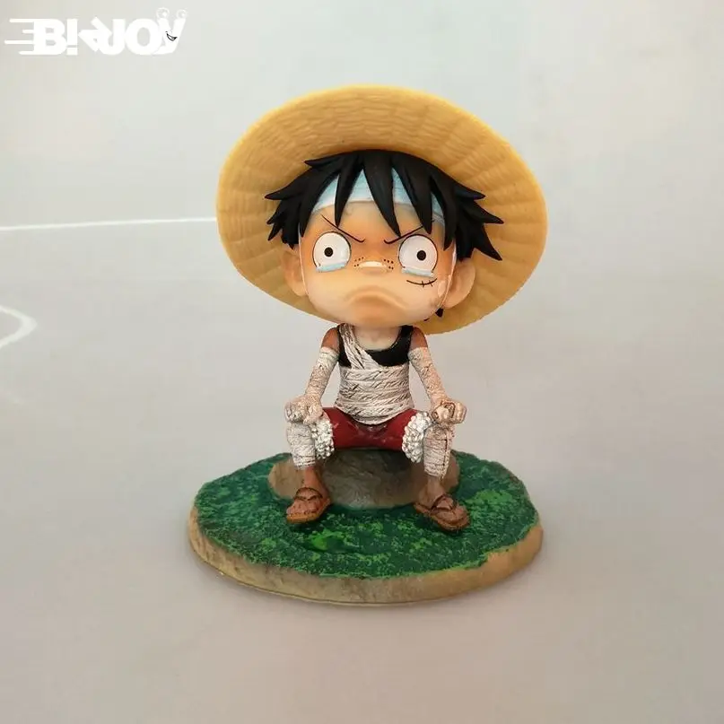 

4.7" One Piece Nautical Luffy Sitting Cartoon Crying Angry Bandage Model Anime Action Figure Kids Adults Toy Decoration Doll