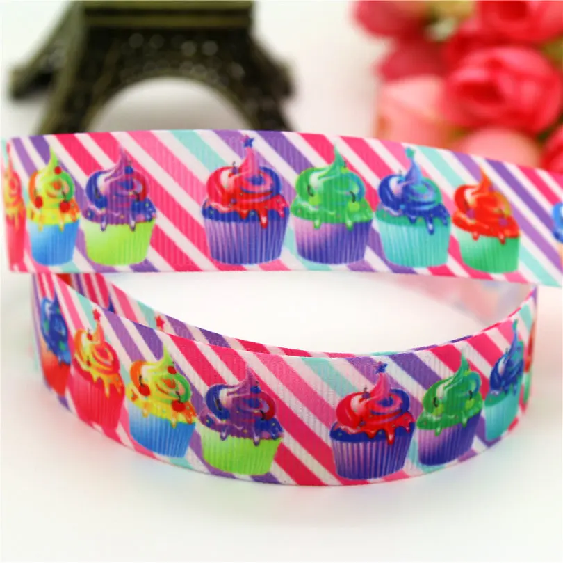 DUWES 7/8 ''Капкейк с бесплатной доставкой принтом&quot павлиньи перья &quotgrosgrain лента