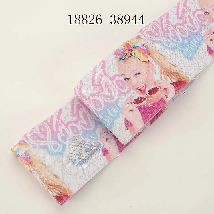 18826-38944 Новинка 5 ys " 75 мм мультфильм jojo sequin Лента печатная девушка лента - Цвет: 18826-38944