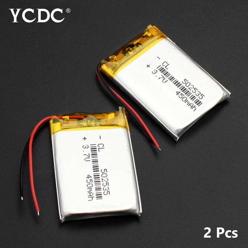 1/2/4 шт 3,7 V литий-полимерный аккумулятор 502535 450 мАч MP3 MP4 MP5 gps Bluetooth 5*25*35 мм батарея небольшой стерео цифровых продуктов - Цвет: 2Pcs