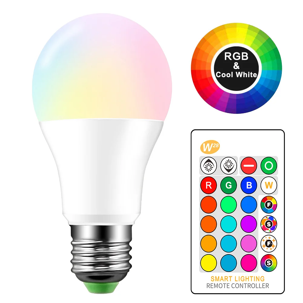 Диммируемая Светодиодная лампа RGB светильник 10 Вт E27 светодиодсветодиодный лампы