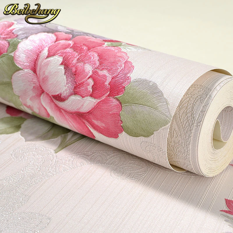 beibehang Retro Modern Reclaimed wall paper roll Effect Red flowers Wallpaper in cafe bar entrance hallway living room tapete |