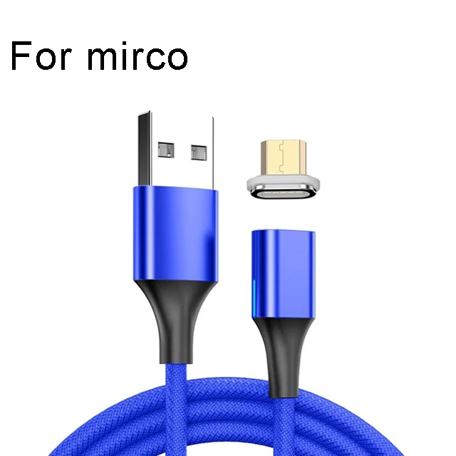 blue for mirco Магнитный кабель Micro usb type C 5A супер быстрый зарядный кабель для huawei P30 mate 20 30 Honor 20 pro Магнитный светодиодный кабель для зарядки - Цвет: blue for mirco