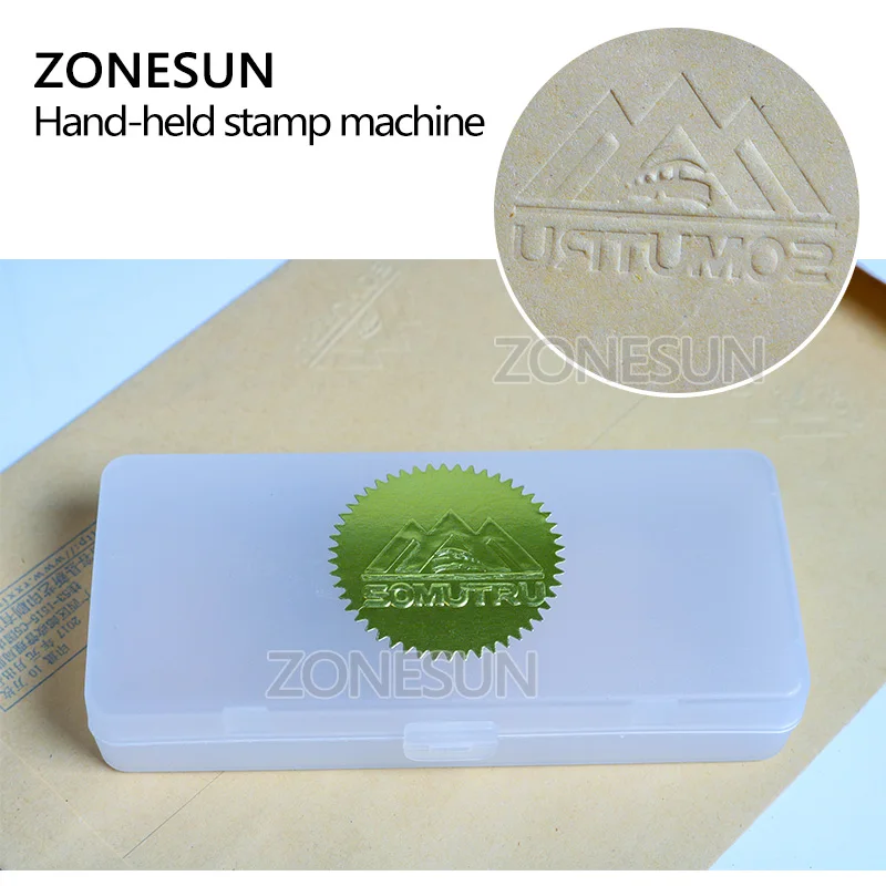 ZONESUN ручной настольный стальной штамп печать название компании печатная машина